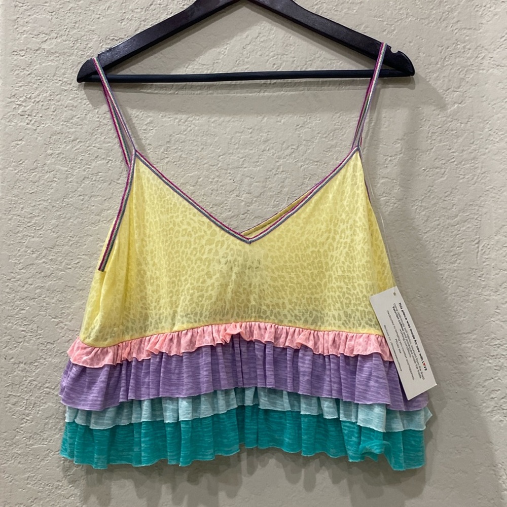 Pitusa Rainbow Tiered Ruffle Tank Top One Size